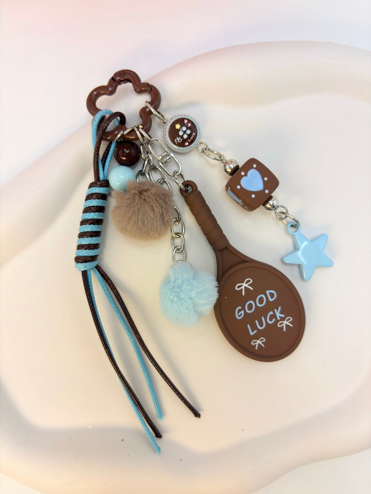 "Good Luck" chocolate-mint multi-charm bag charm keychain