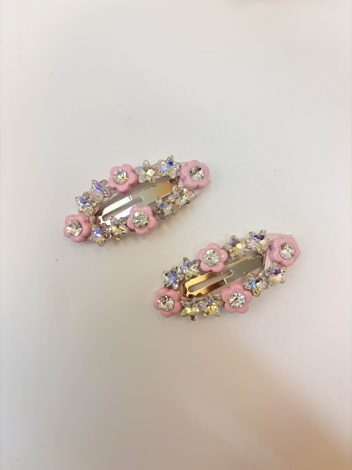 Korean Style Floral Rhinestone Snap Hair Clips