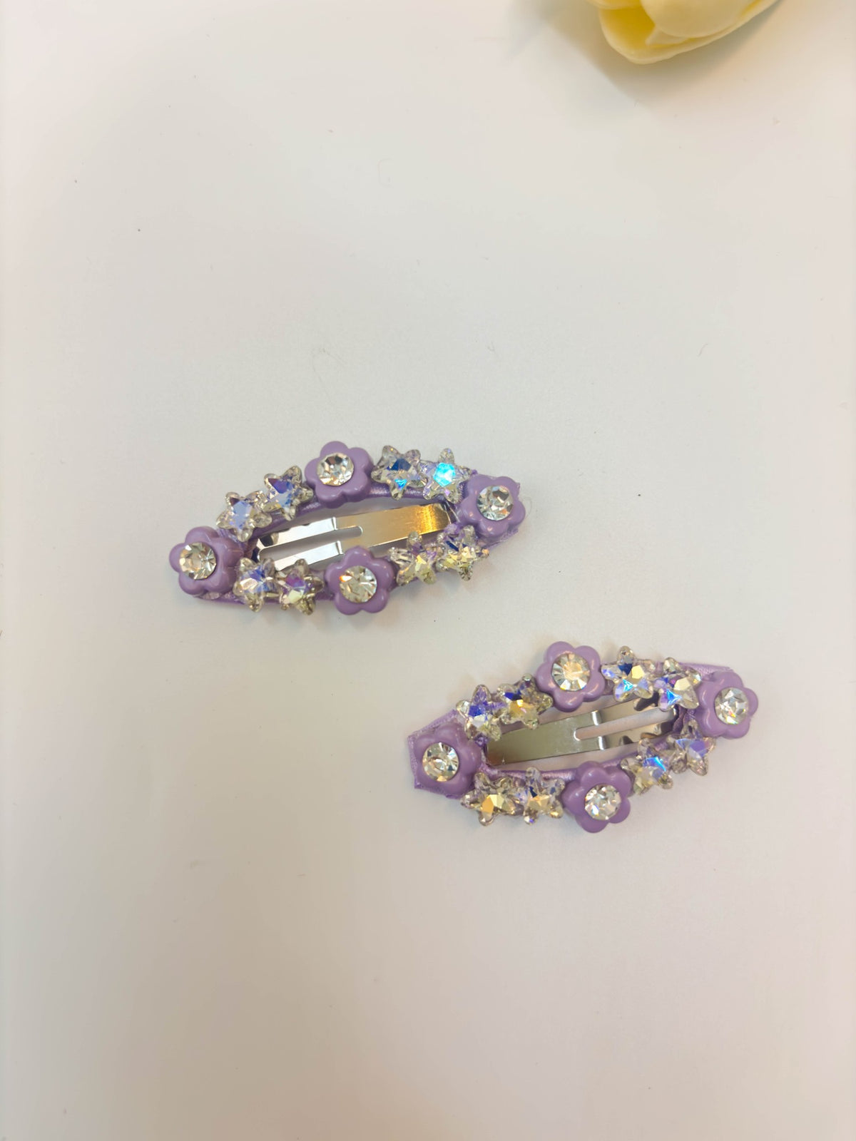 Korean Style Floral Rhinestone Snap Hair Clips