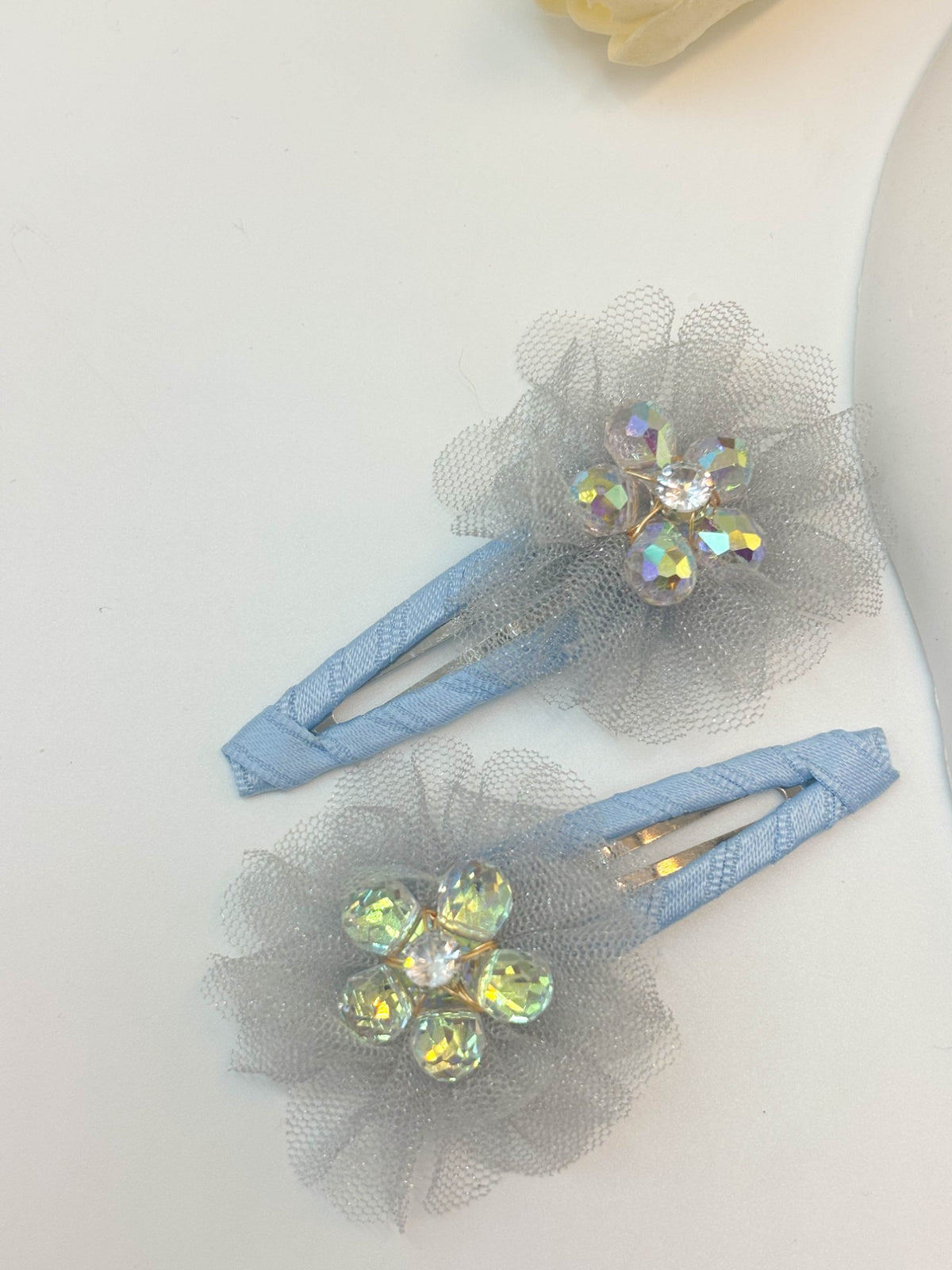 Korean Style Mesh Flower Ribbon BB Clips