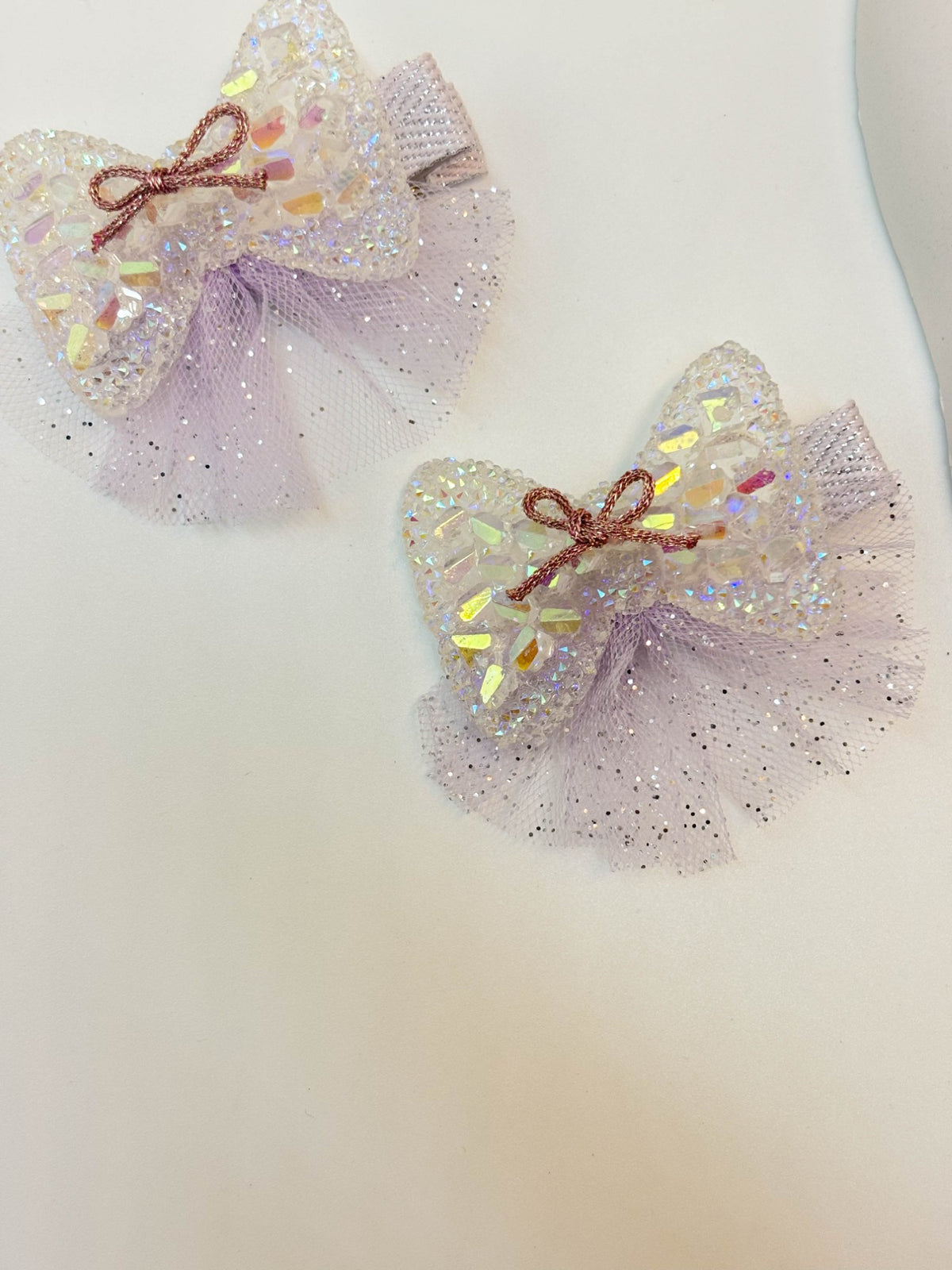 Sparkly Sequin & Tulle Bow Alligator Hair Clips