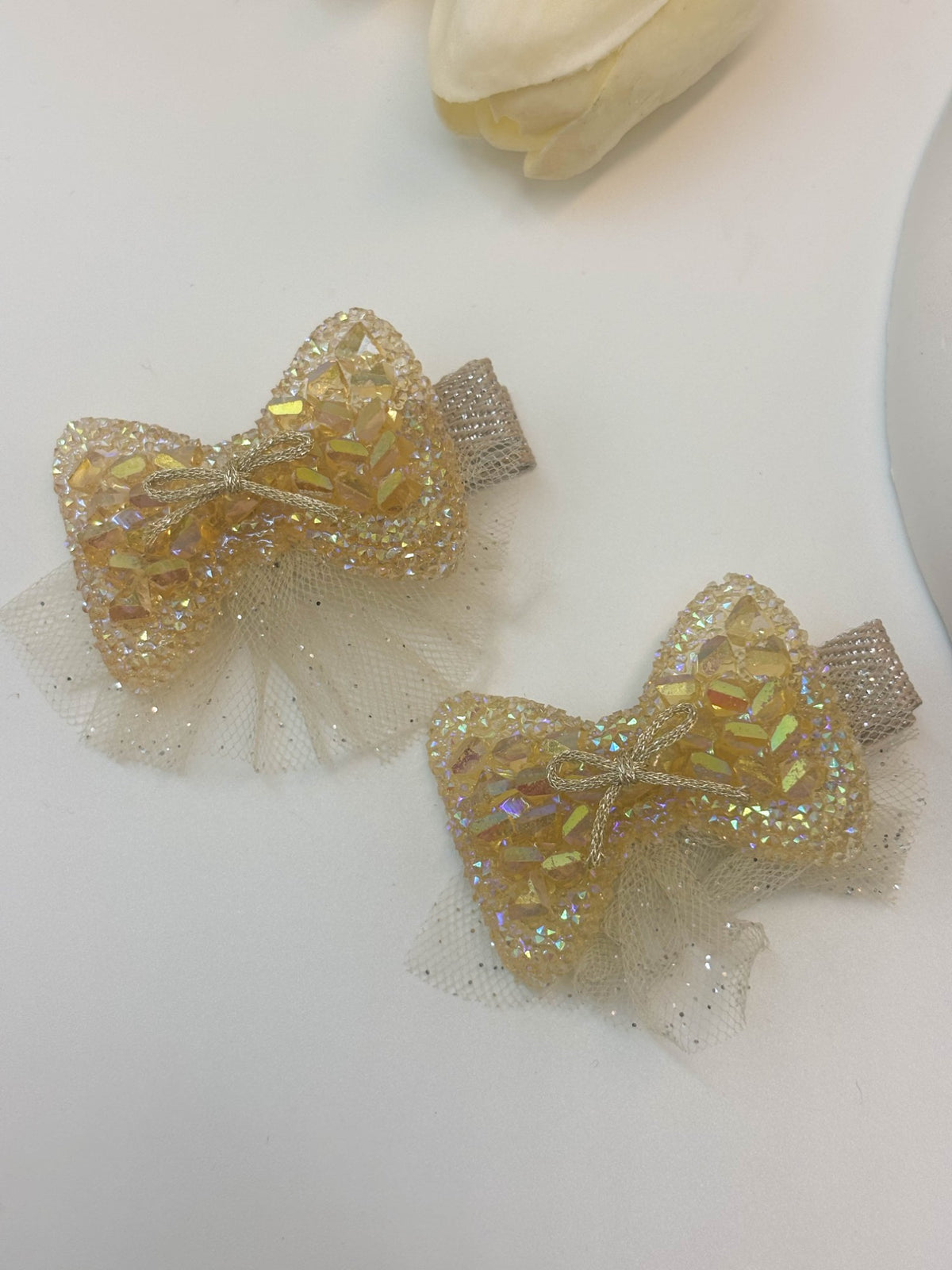 Sparkly Sequin & Tulle Bow Alligator Hair Clips