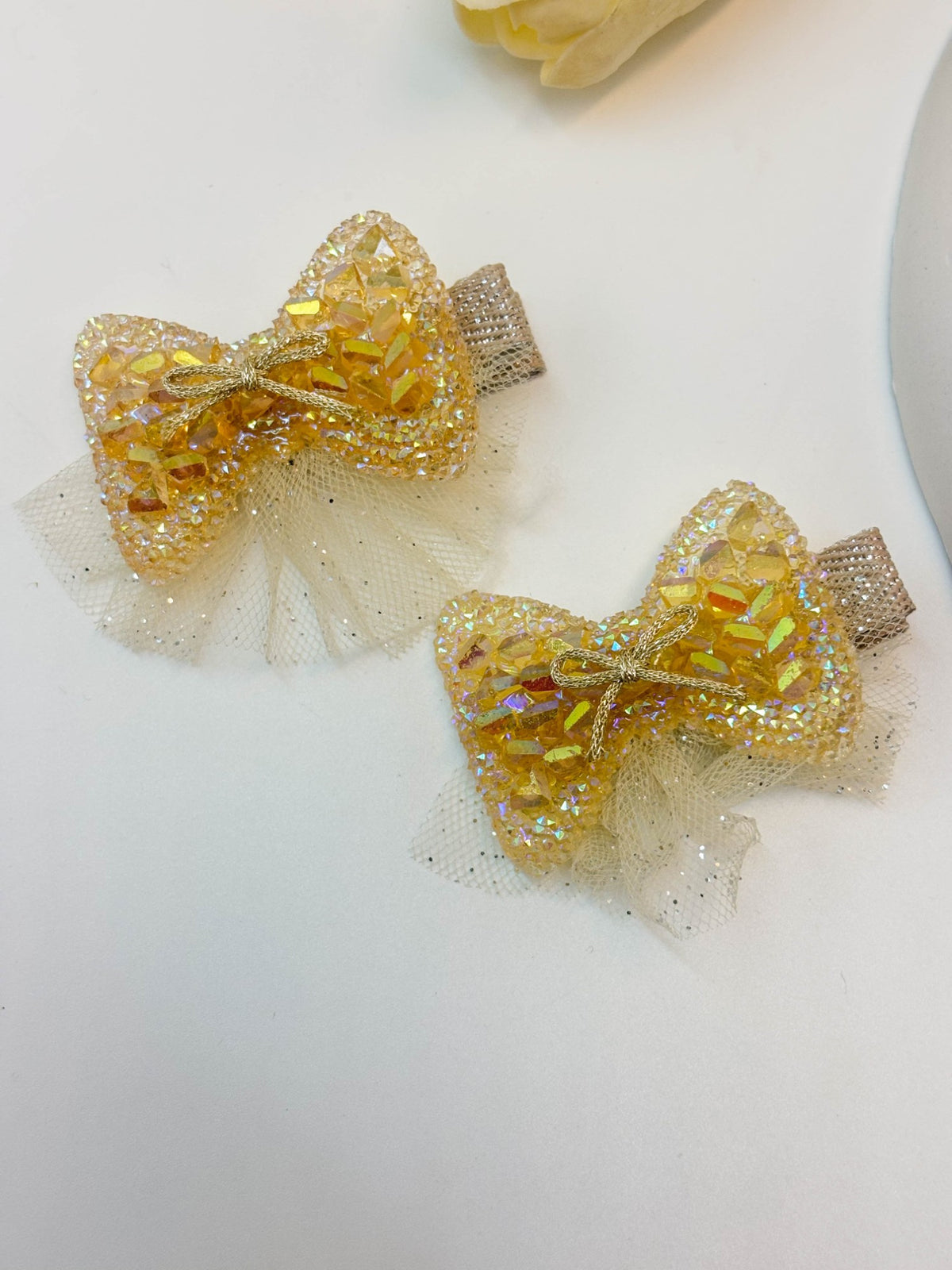 Sparkly Sequin & Tulle Bow Alligator Hair Clips