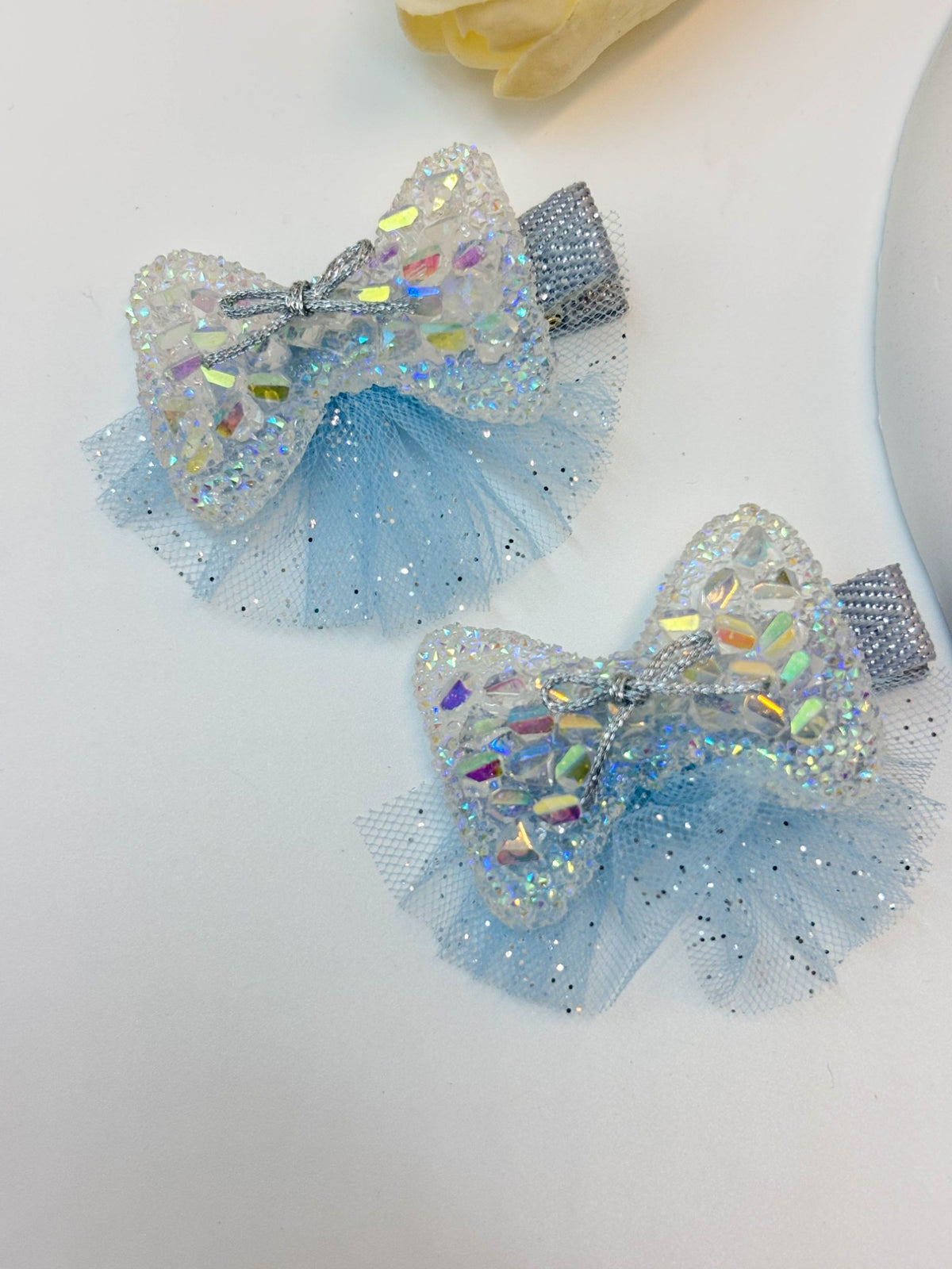 Sparkly Sequin & Tulle Bow Alligator Hair Clips