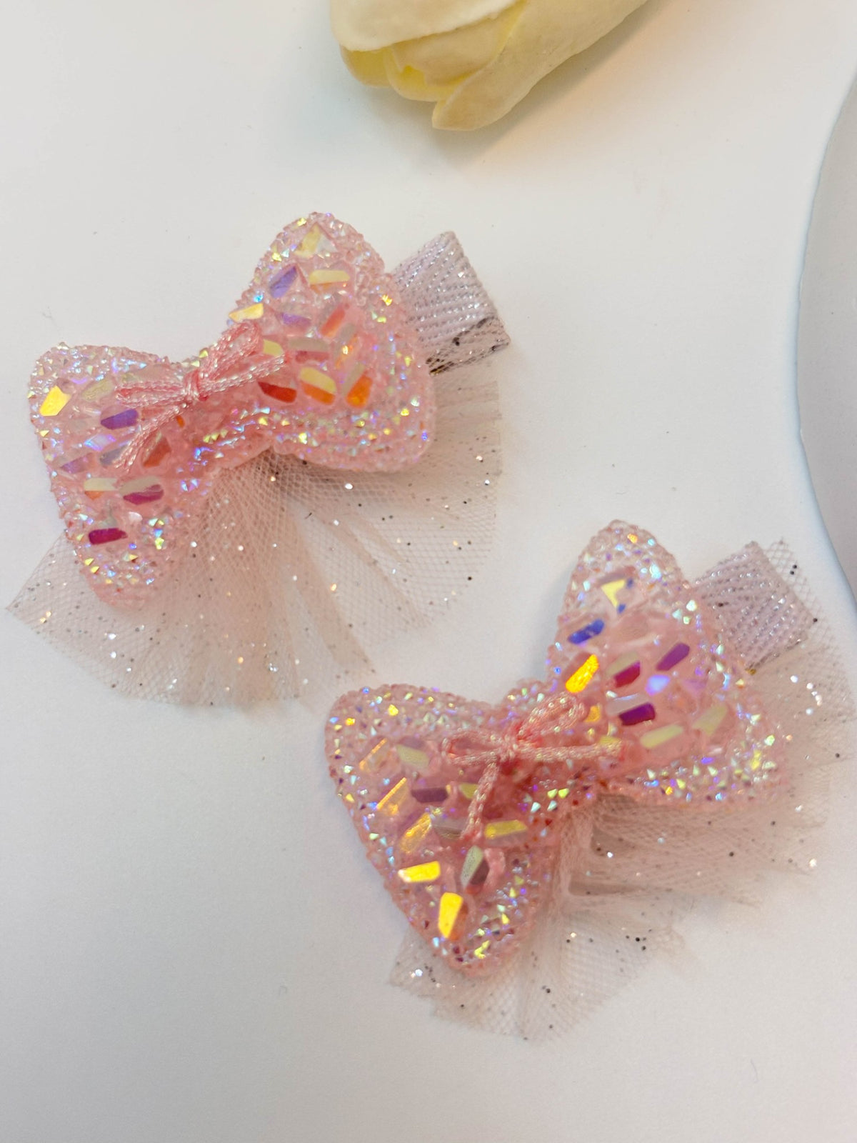 Sparkly Sequin & Tulle Bow Alligator Hair Clips
