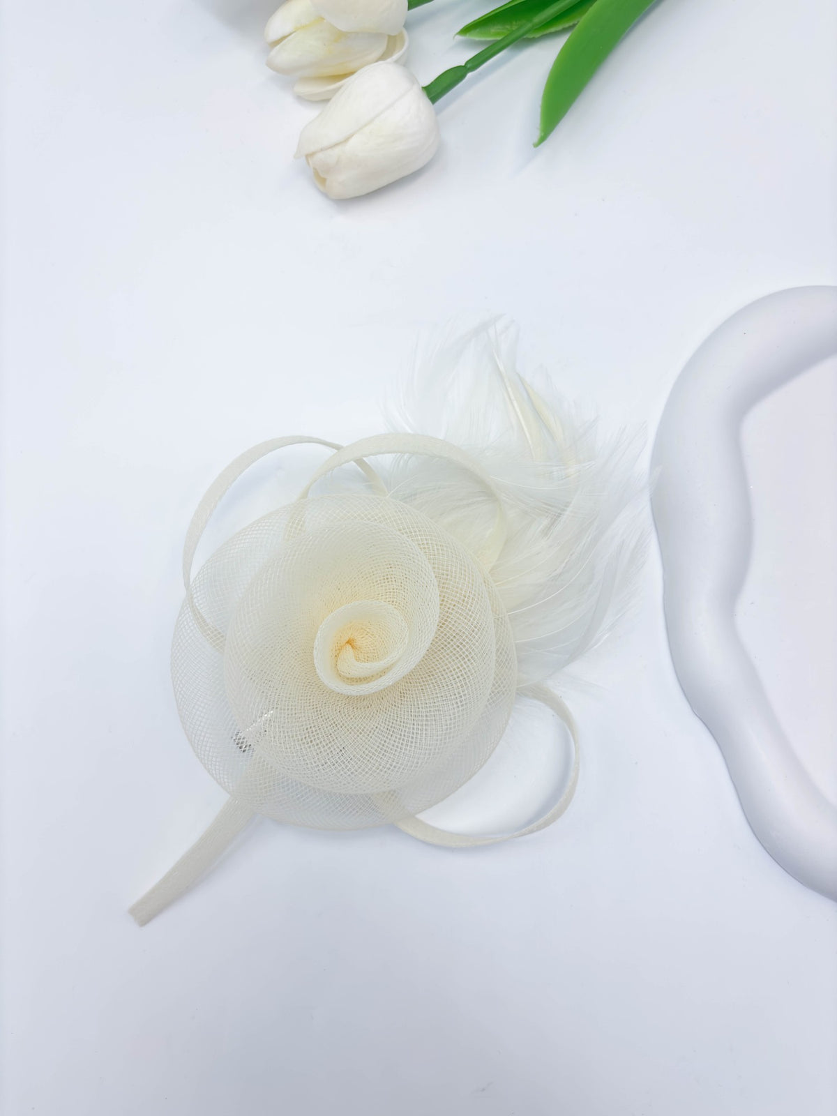 Ribbon Loop & Feather Fascinator Hair Clip