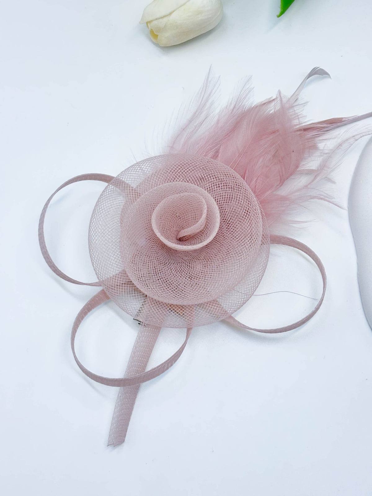 Ribbon Loop & Feather Fascinator Hair Clip