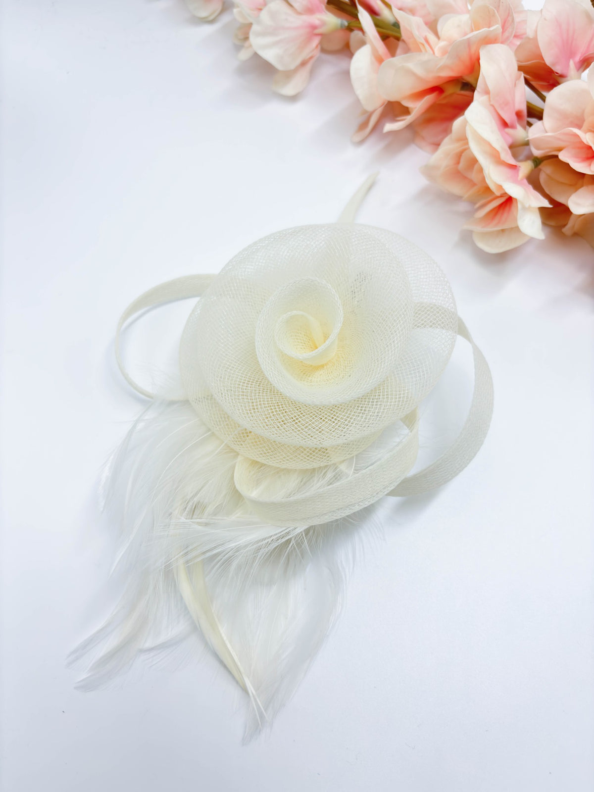 Ribbon Loop & Feather Fascinator Hair Clip