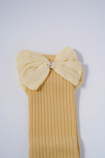 Soft Ribbed Cotton Socks with Bow