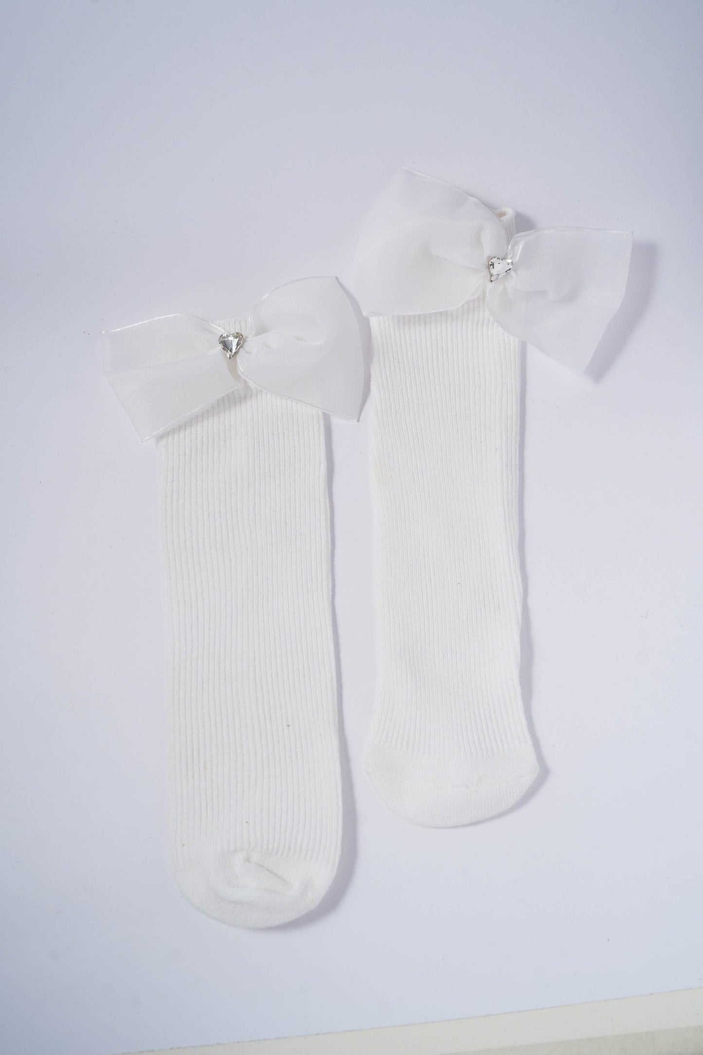 Elegant White Socks with Organza Bows