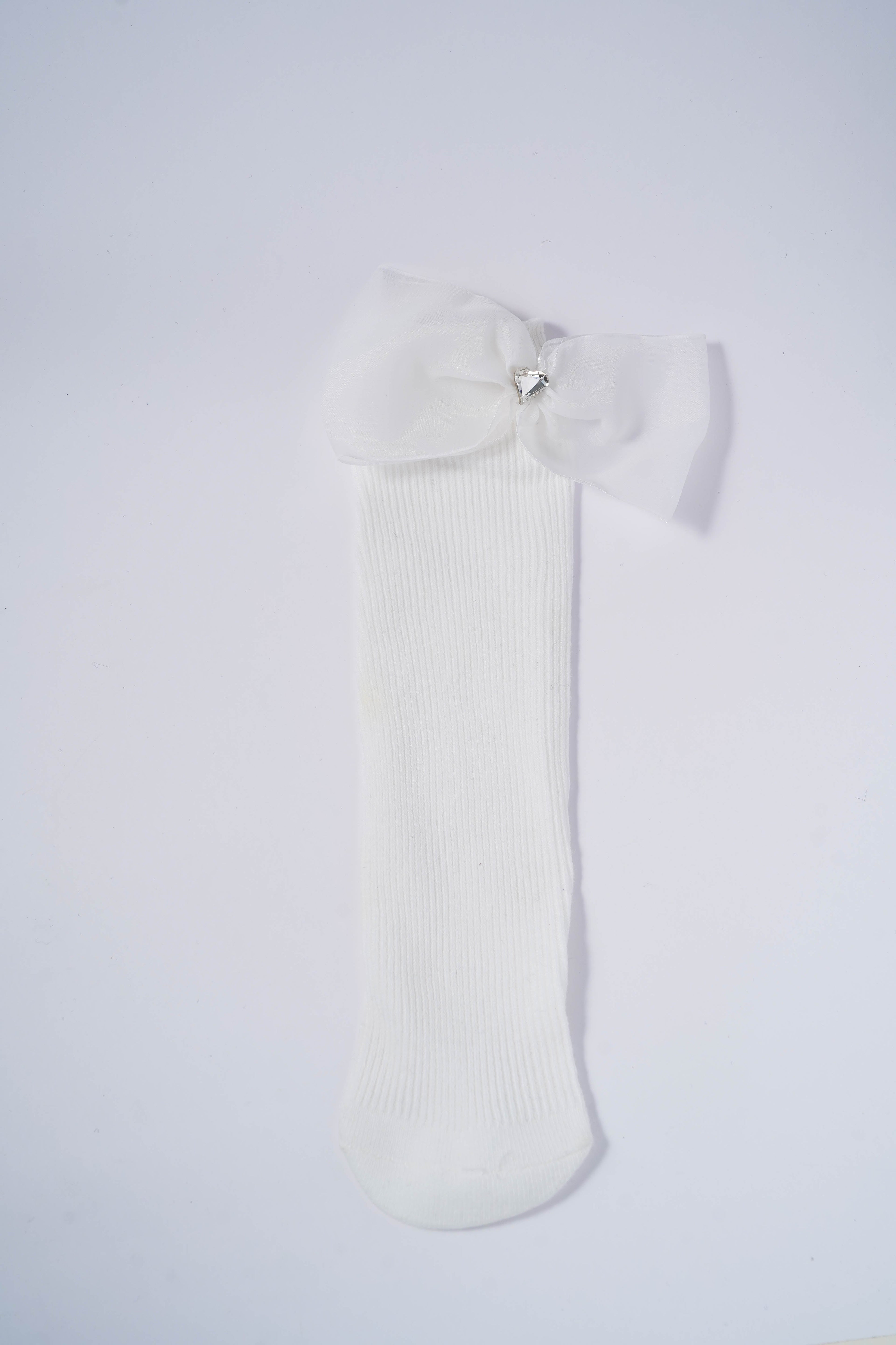 Elegant White Socks with Organza Bows