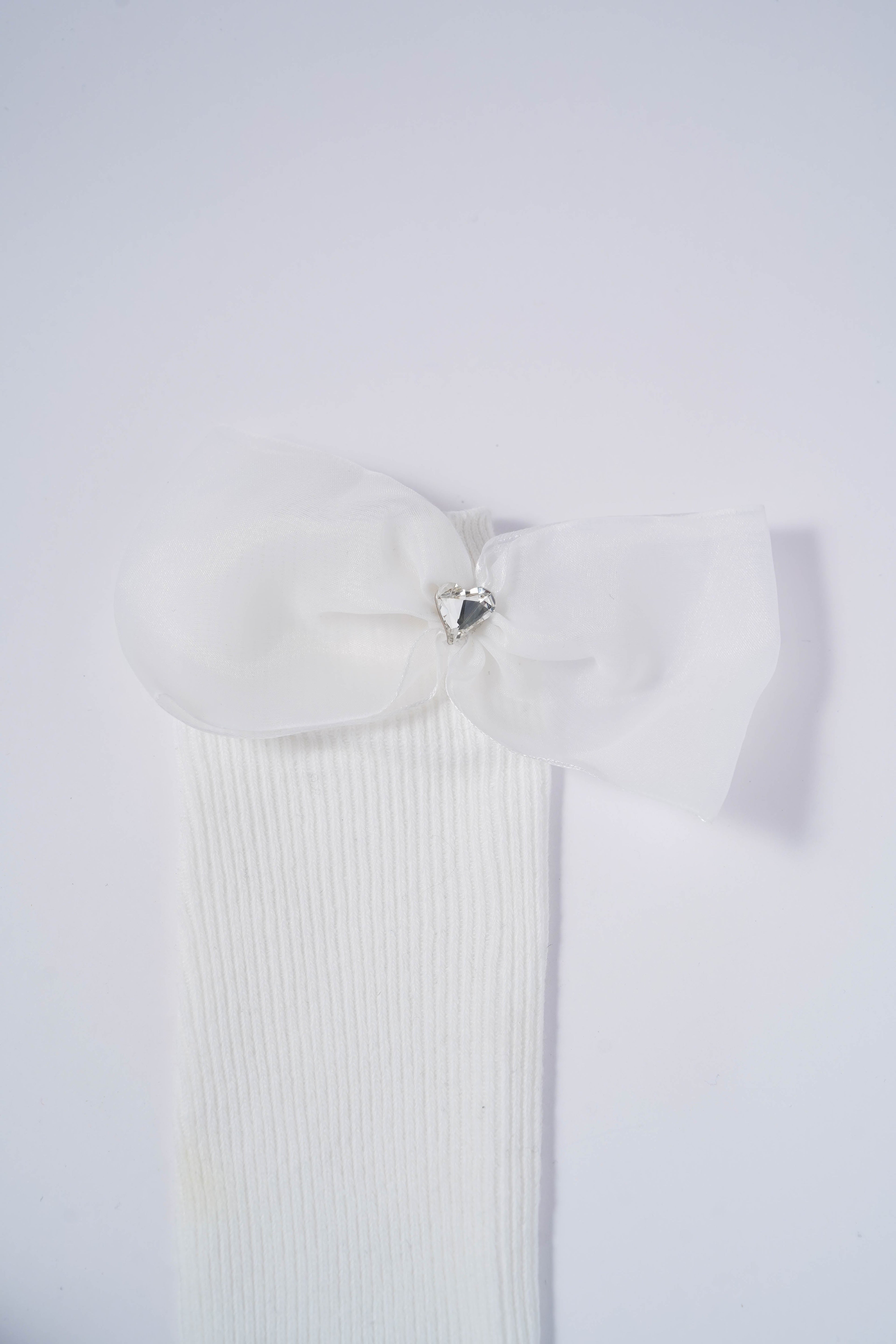 Elegant White Socks with Organza Bows