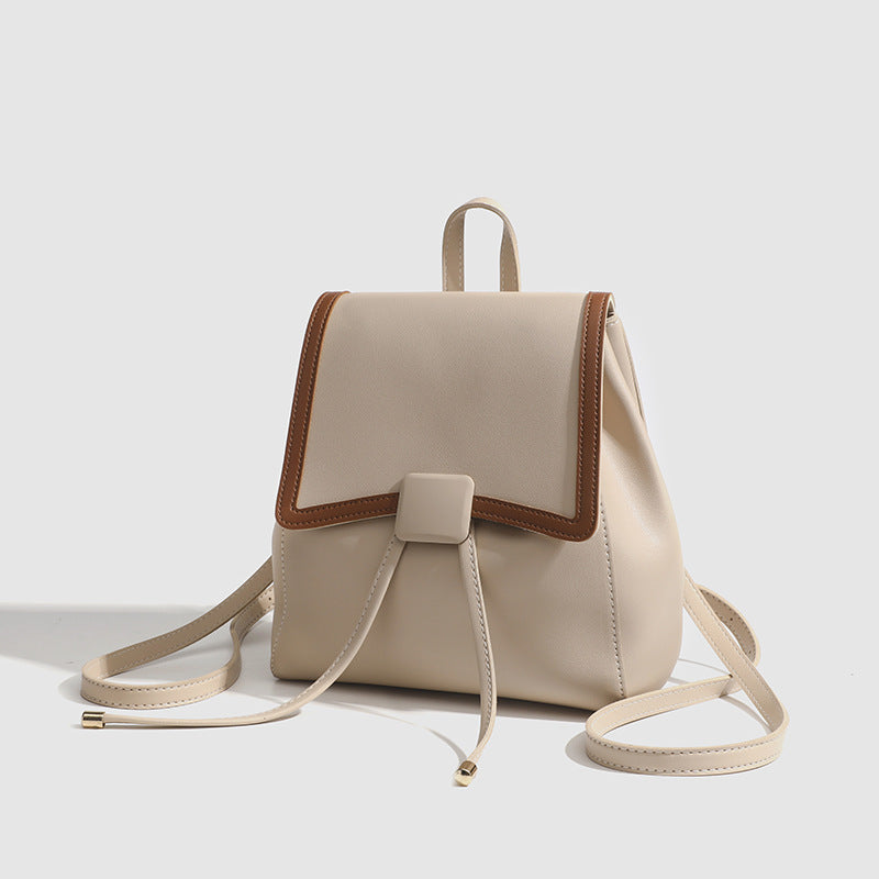 Minimalist Cream Mini Backpack for Girls