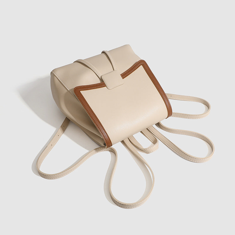 Minimalist Cream Mini Backpack for Girls