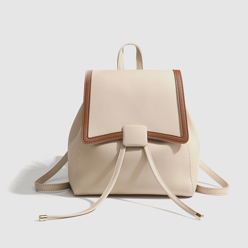 Minimalist Cream Mini Backpack for Girls