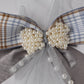 Pearl Bow Hair Clip with Tulle & Plaid Ribbon Elegant Party Accessory for Girls