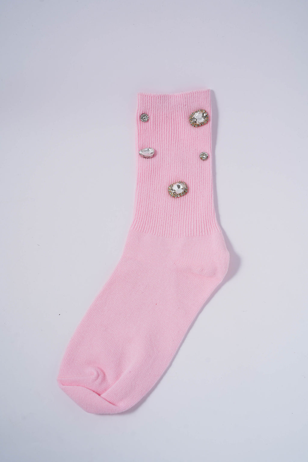 Pink Embellished Socks with Rhinestones