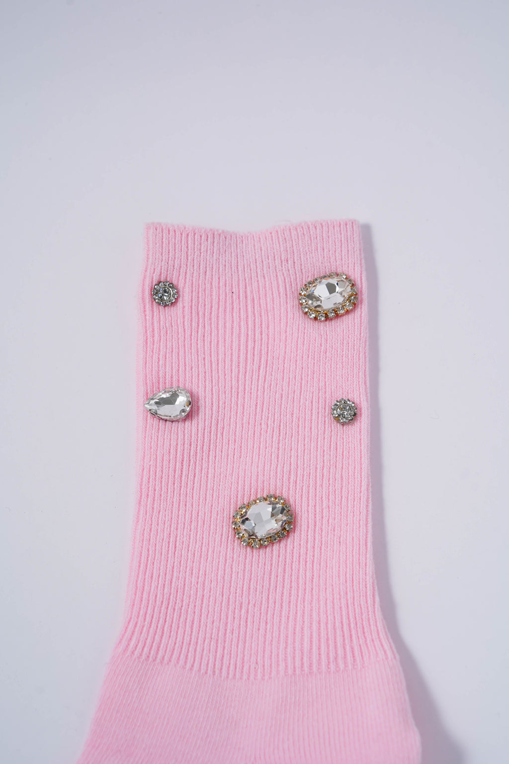 Pink Embellished Socks with Rhinestones