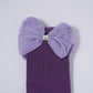 Soft Ribbed Cotton Socks with Bow