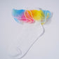 White Kids' Socks with Rainbow Candy Frill