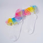 White Kids' Socks with Rainbow Candy Frill