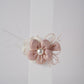 Satin Flower Hair Clip with Pearl Center & Beads Elegant Party Accessory for Girls