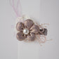 Satin Flower Hair Clip with Pearl Center & Beads Elegant Party Accessory for Girls