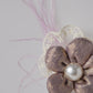 Satin Flower Hair Clip with Pearl Center & Beads Elegant Party Accessory for Girls