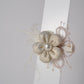 Satin Flower Hair Clip with Pearl Center & Beads Elegant Party Accessory for Girls