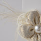 Satin Flower Hair Clip with Pearl Center & Beads Elegant Party Accessory for Girls