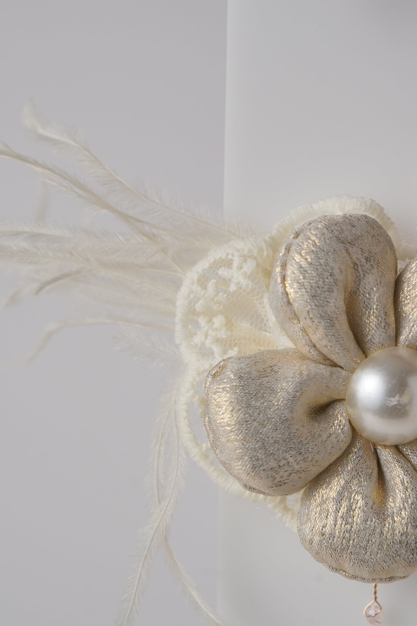 Satin Flower Hair Clip with Pearl Center & Beads Elegant Party Accessory for Girls