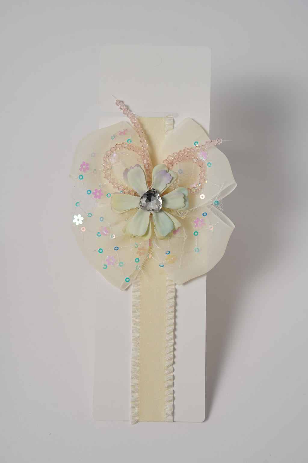 Sequin flower & Gem Centerpiece Headband