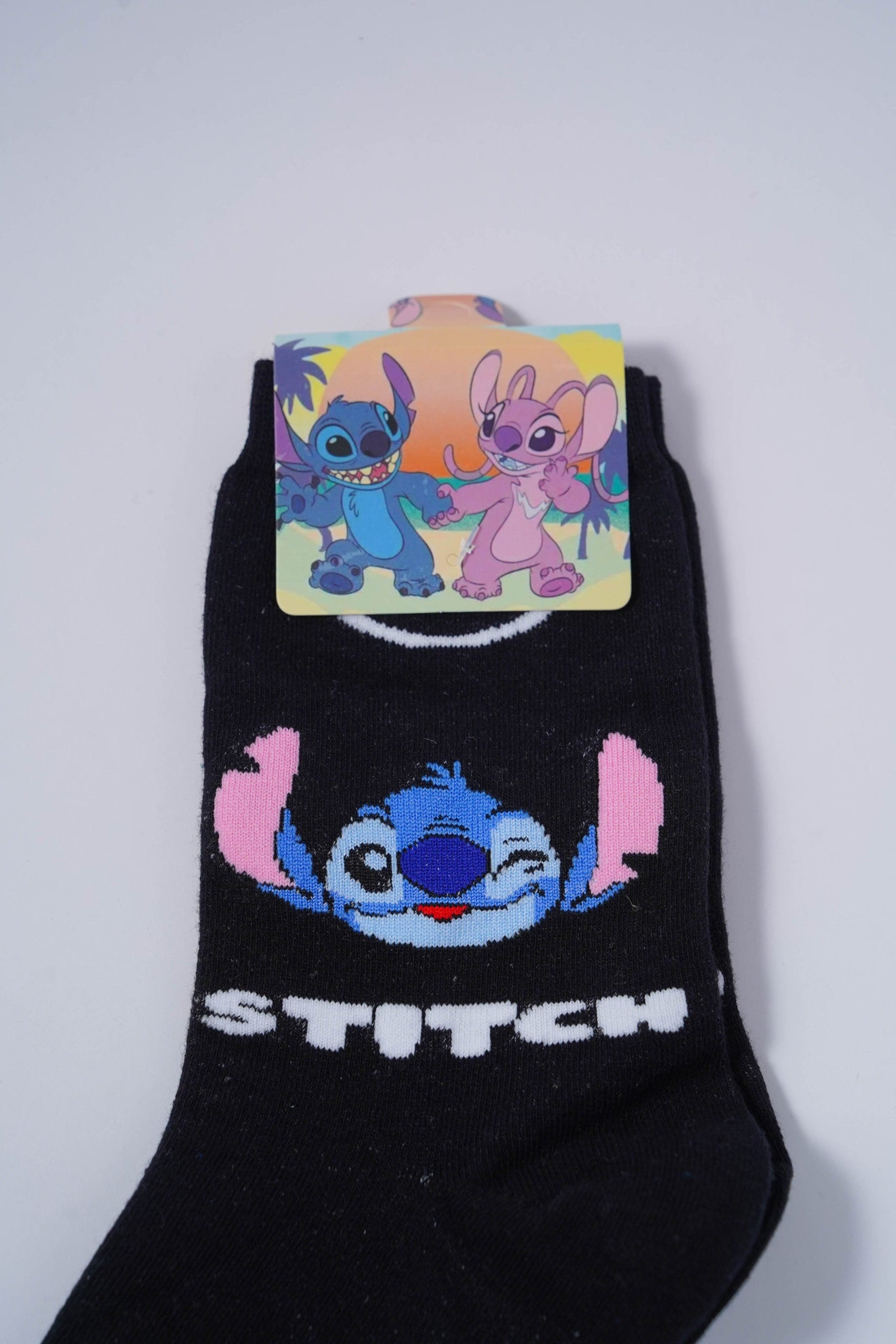 Stitch-Themed Black Socks