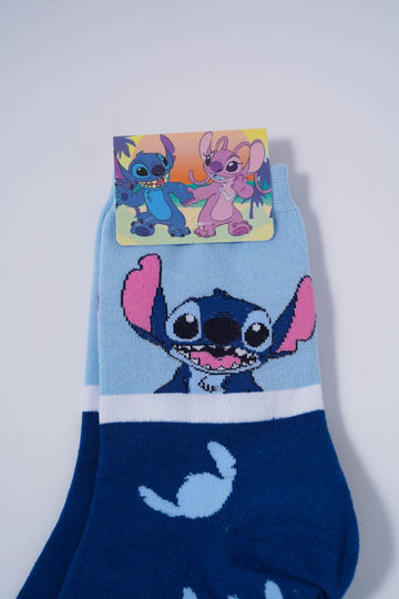 Stitch-Themed Black Socks