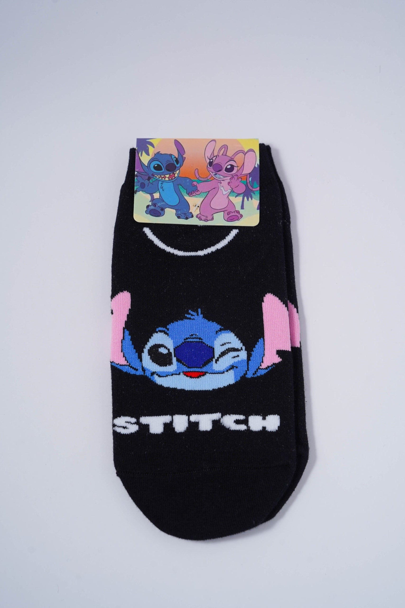 Stitch-Themed Black Socks