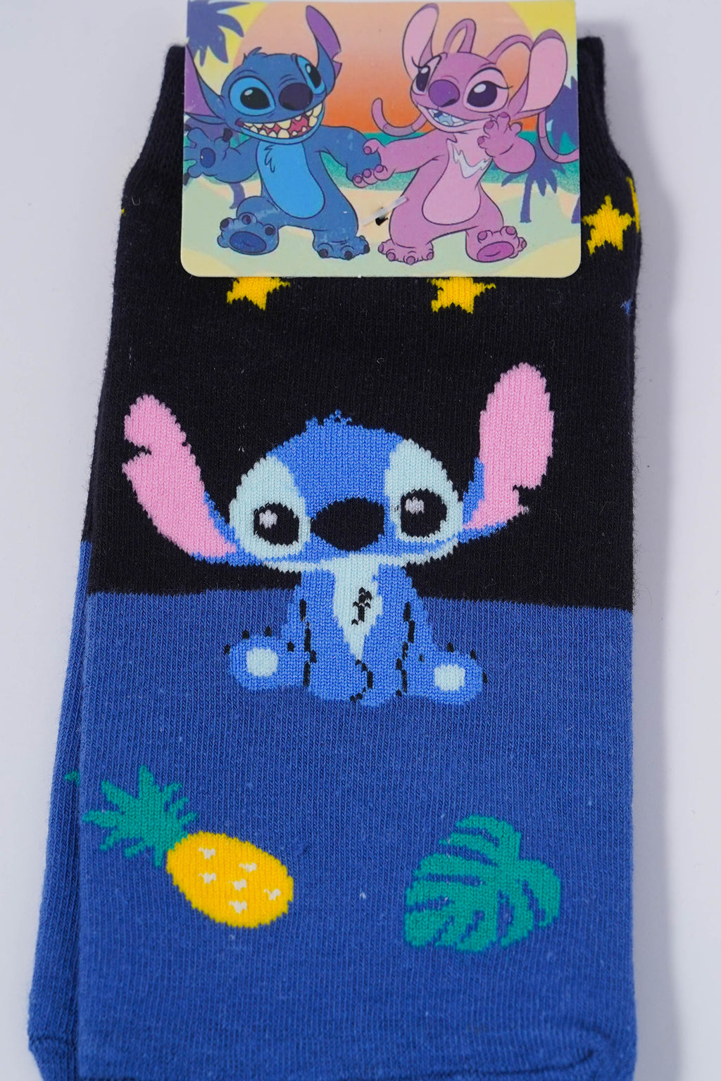 Stitch-Themed Black & Blue Socks