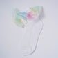 White Kids' Socks with Rainbow Candy Frill