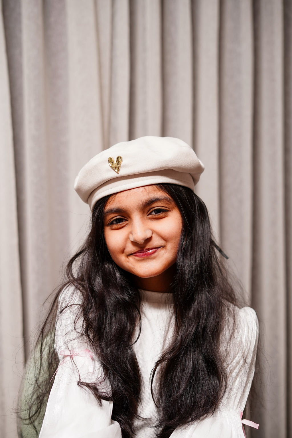 French-Style Hat with Gold Heart