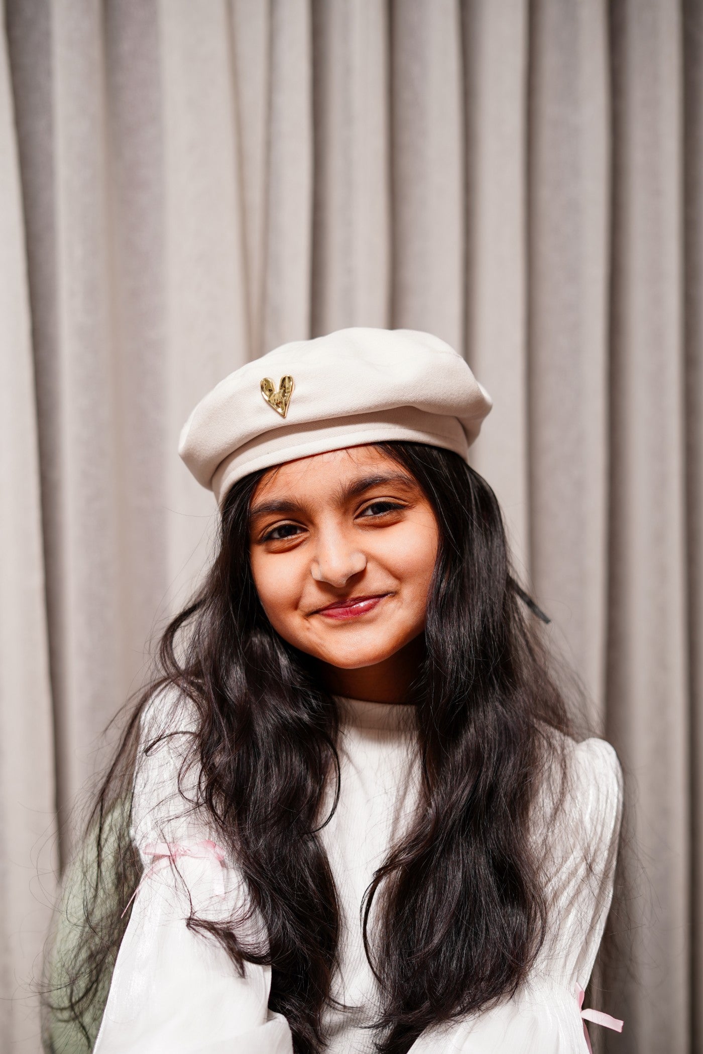 French-Style Hat with Gold Heart