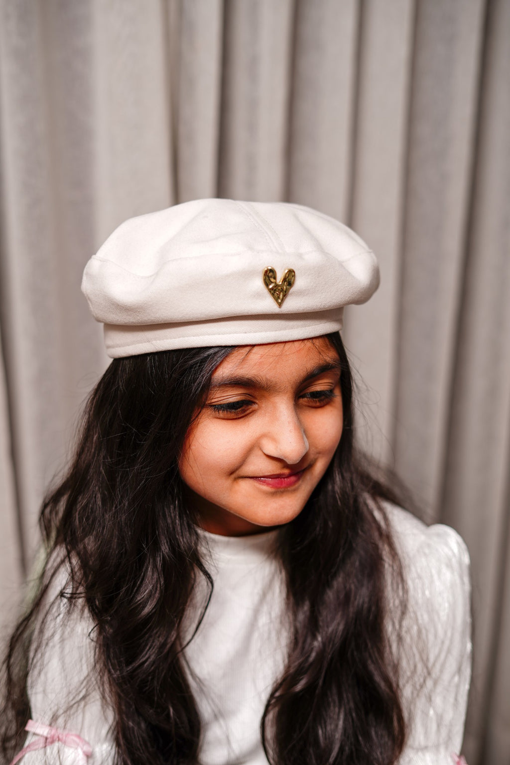 French-Style Hat with Gold Heart