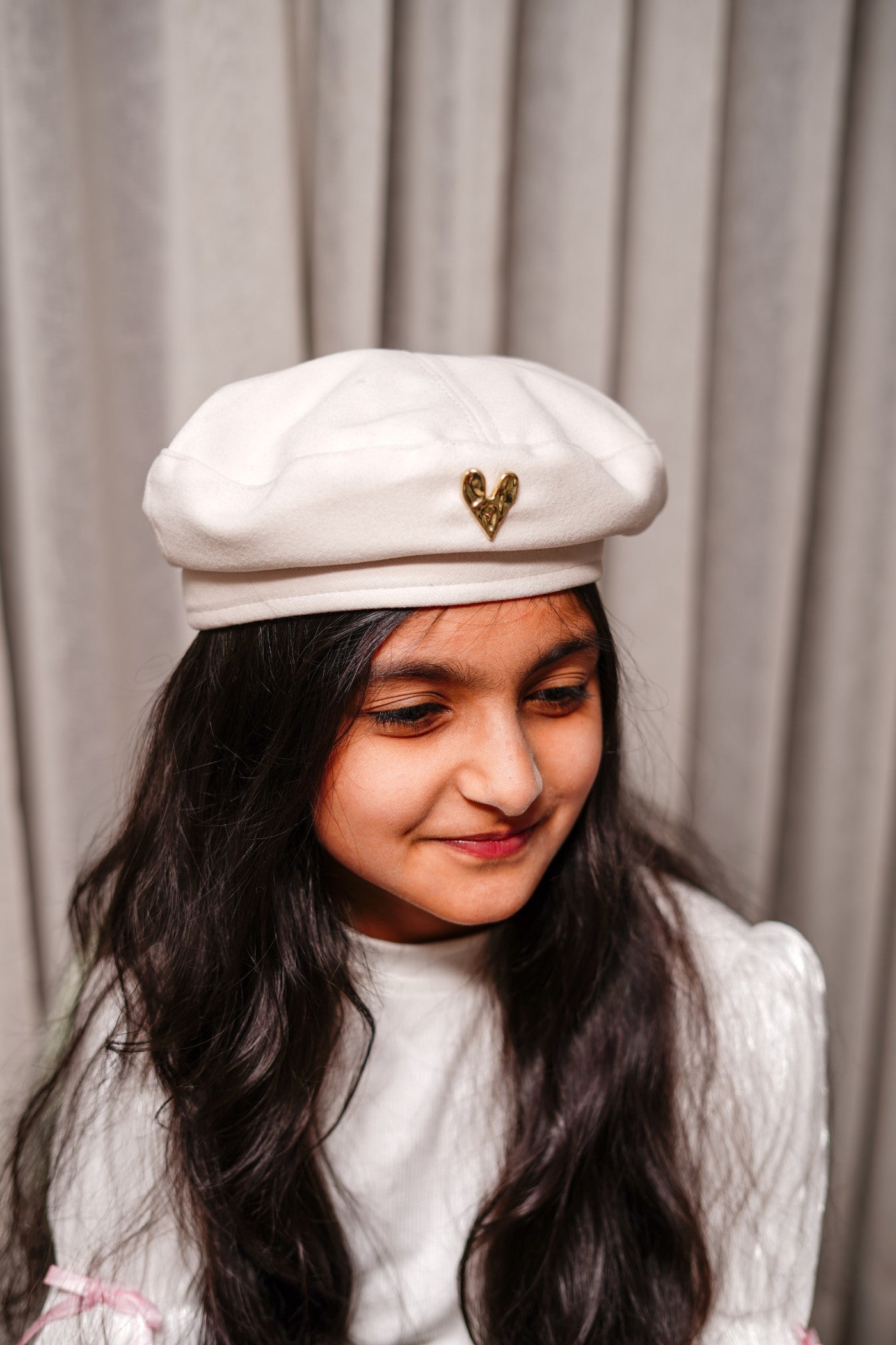 French-Style Hat with Gold Heart