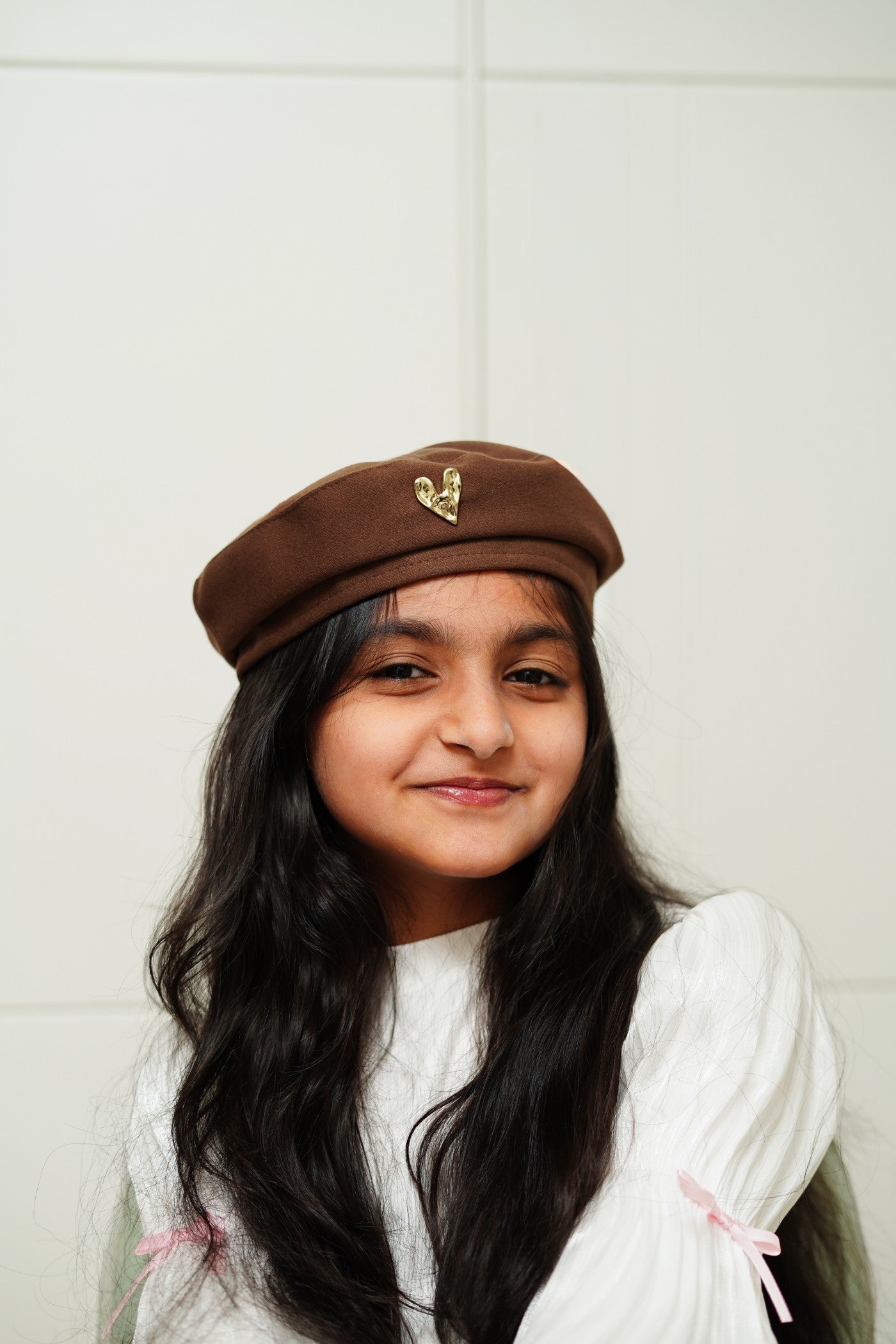 French-Style Hat with Gold Heart