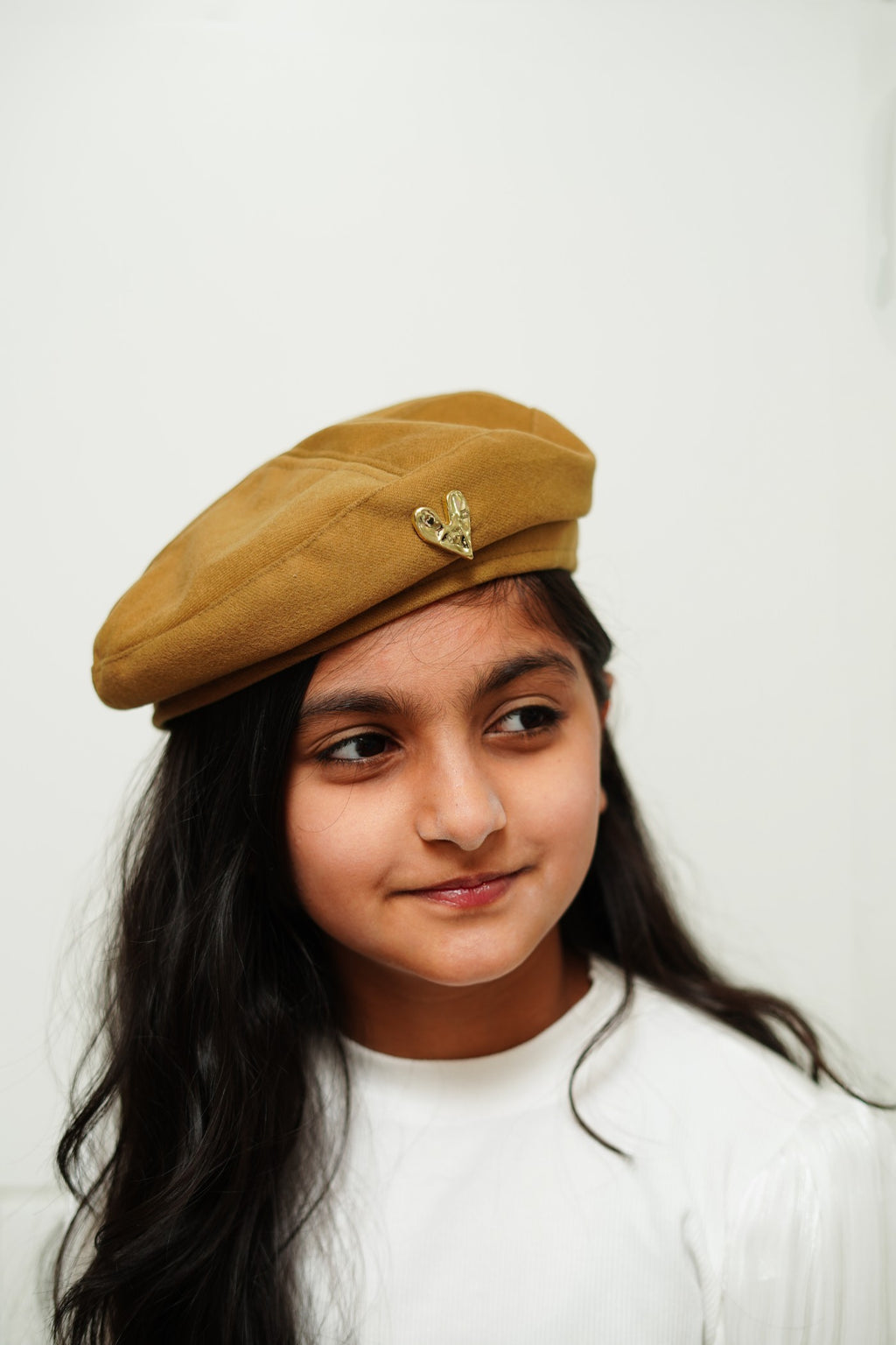 French-Style Hat with Gold Heart