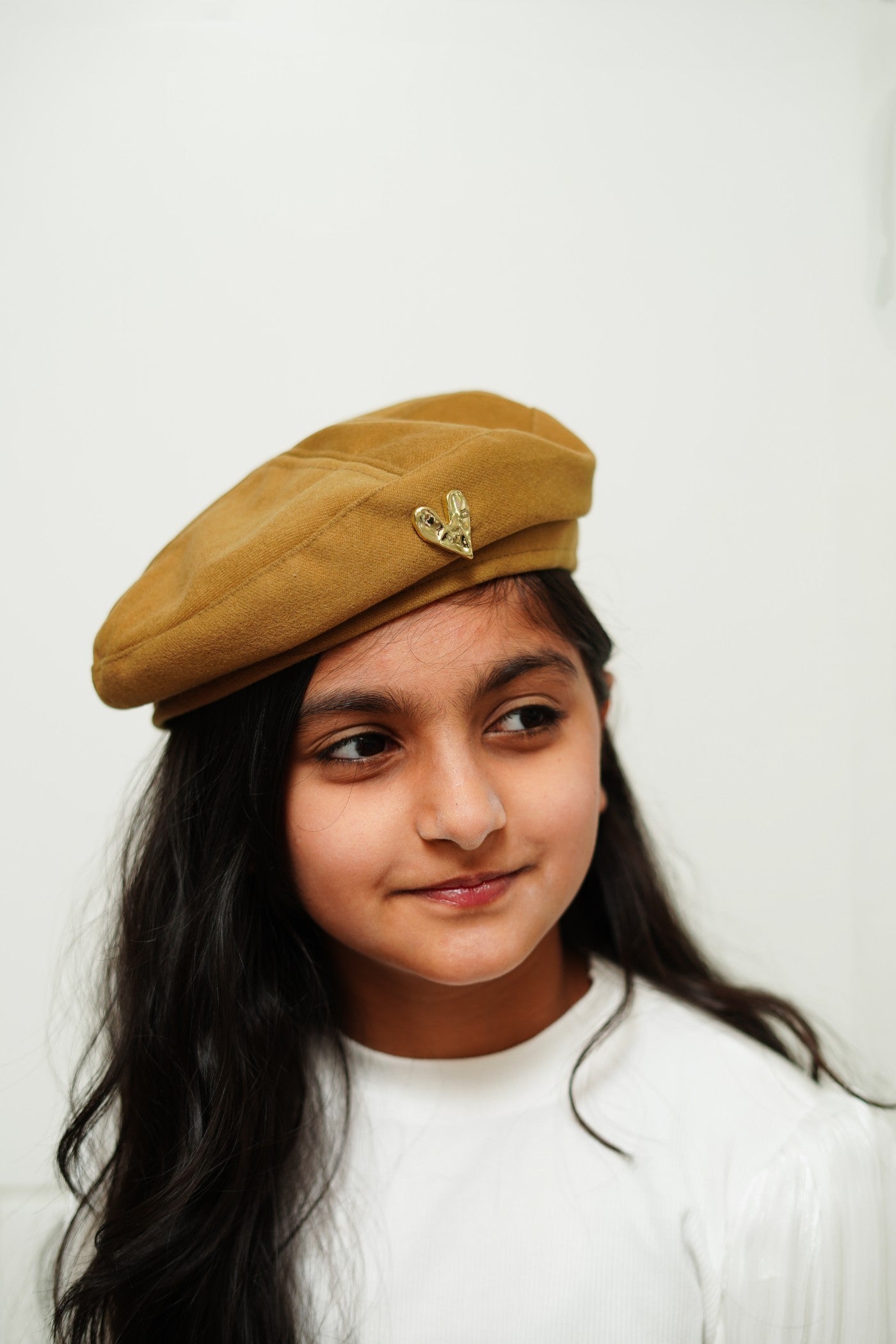French-Style Hat with Gold Heart