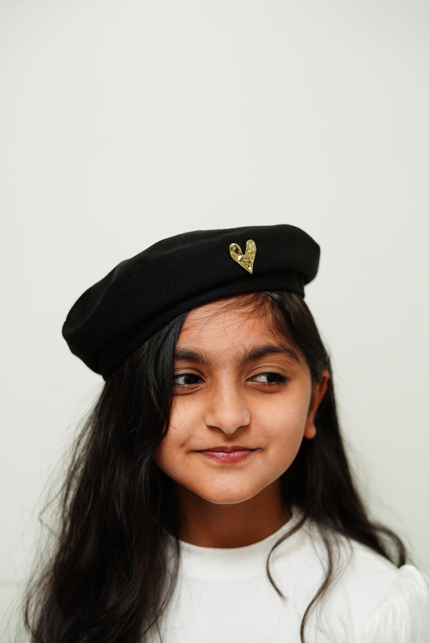 French-Style Hat with Gold Heart