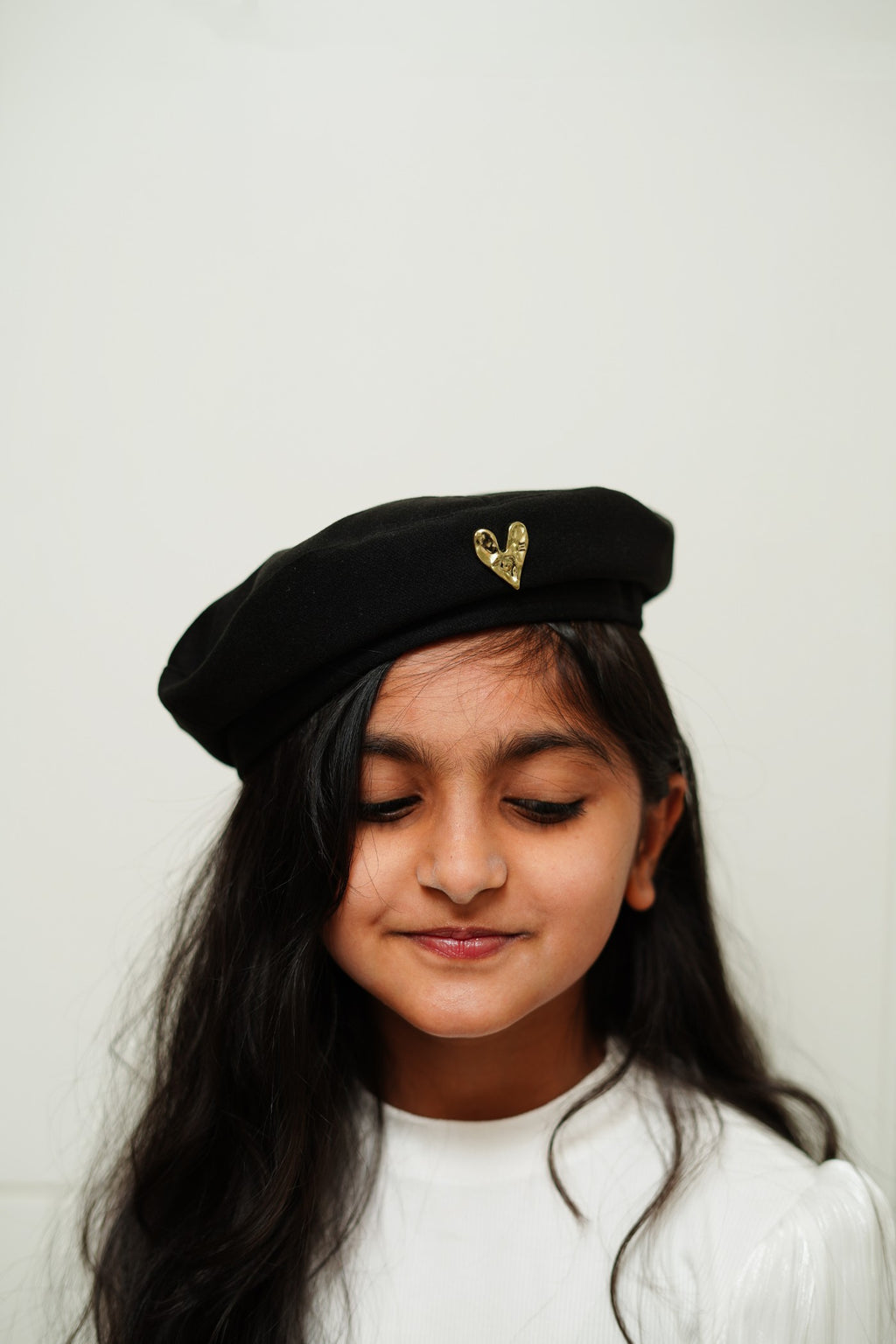 French-Style Hat with Gold Heart