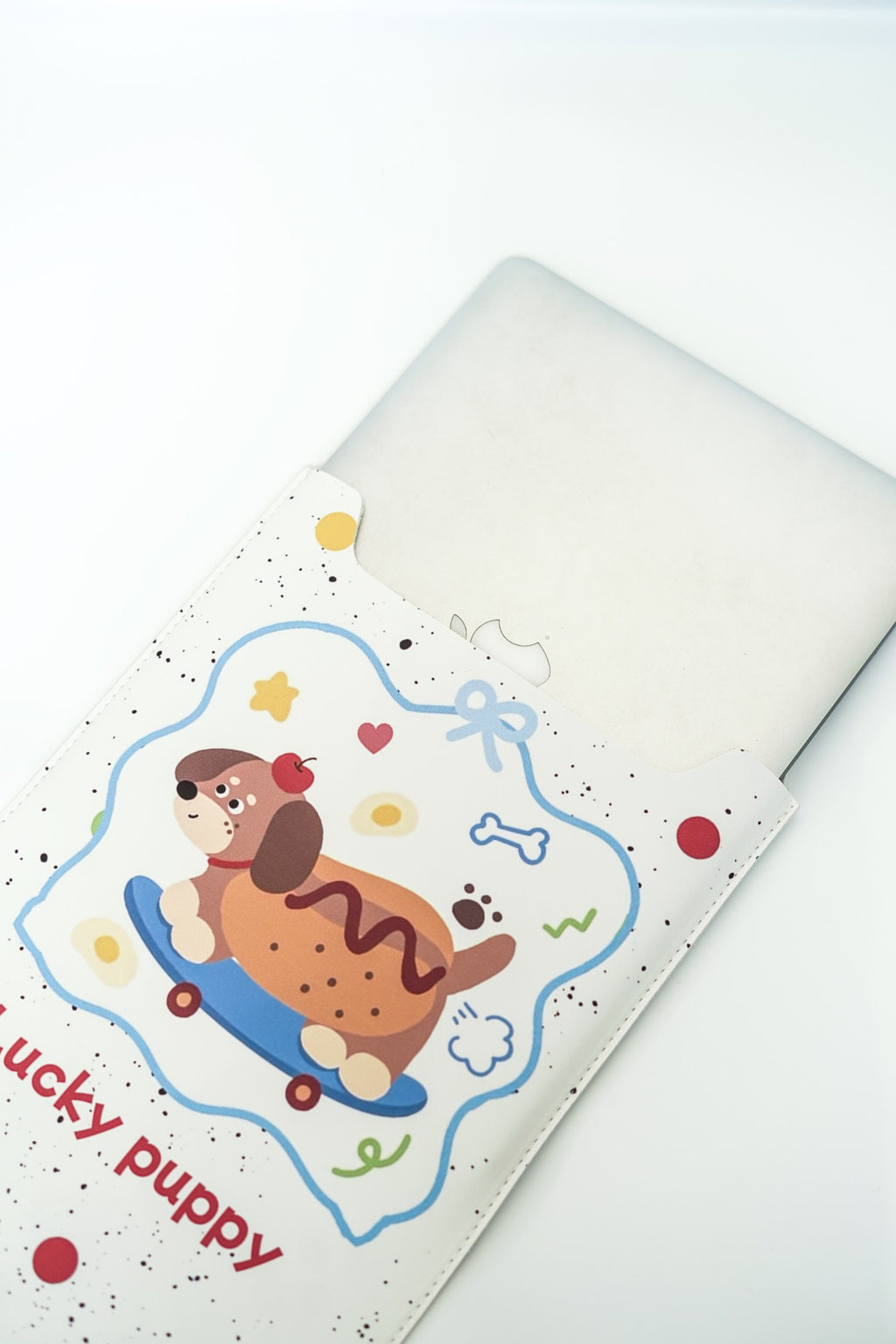 Lucky Puppy Cartoon Print Laptop Sleeve