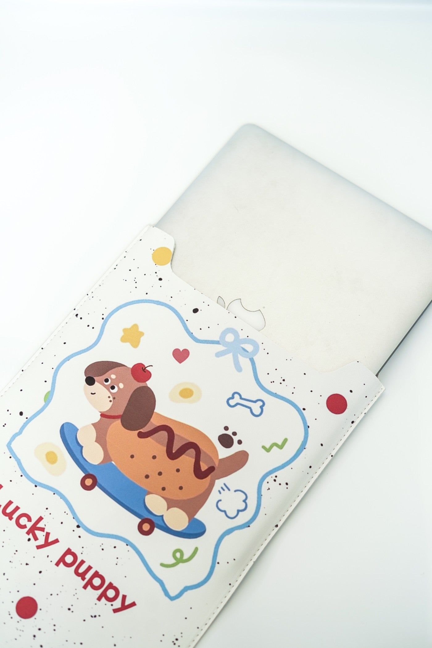 Lucky Puppy Cartoon Print Laptop Sleeve