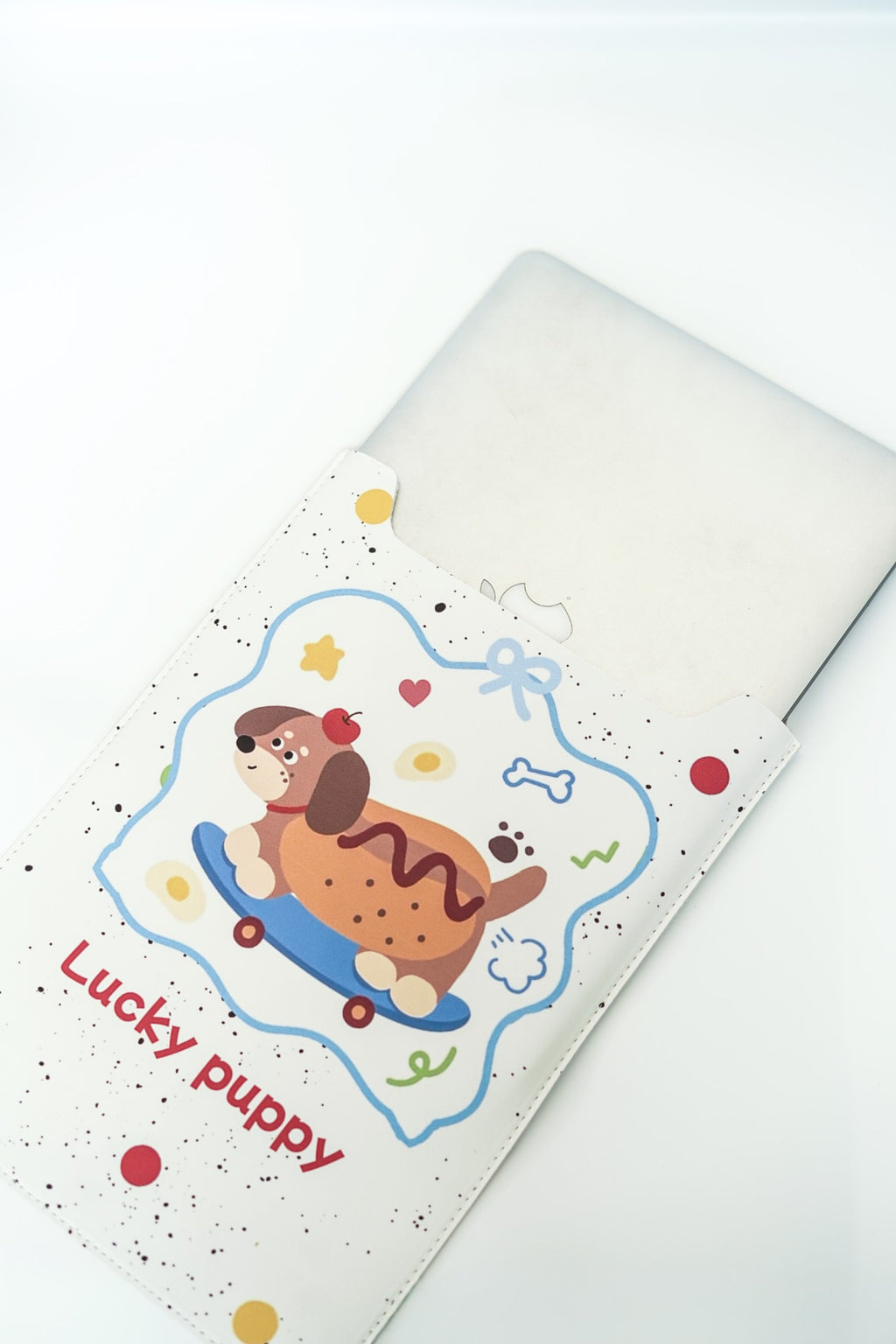 Lucky Puppy Cartoon Print Laptop Sleeve
