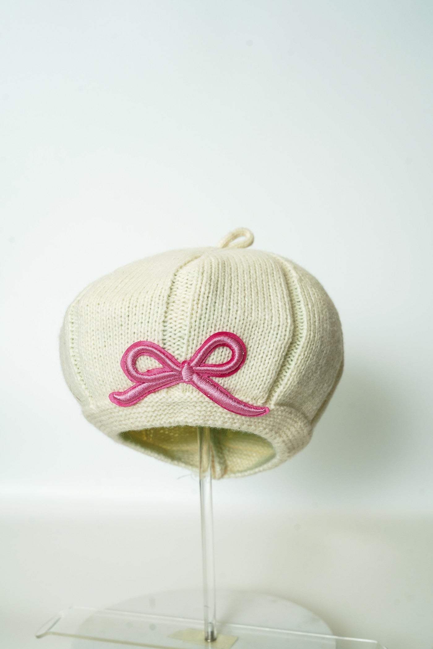 Elegant Bow Knit Beret for Kids